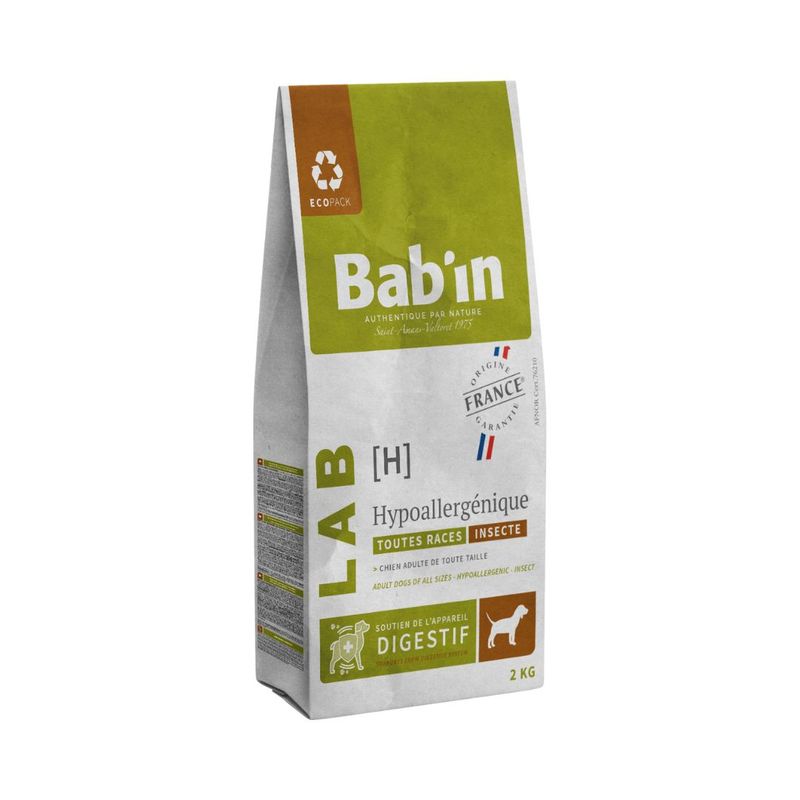 غذا خشک سگ بالغ بابین مدل adult hypoallergenic با طعم حشرات وزن 2 کیلوگرم
