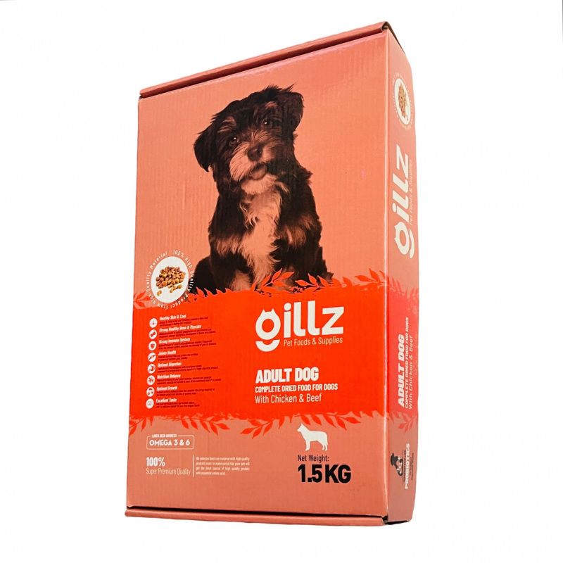 غذا خشک سگ مدل گیلز با طعم مرغ و گوشت وزن 1.5 کیلوگرم