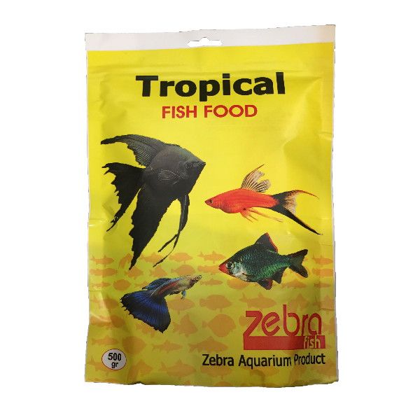 غذا خشک ماهی زبرا مدل tropical وزن 500 گرم