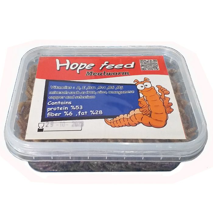 غذا خشک ماهی میلورم هوپ فید مدل mealworm وزن خالص 70 گرم