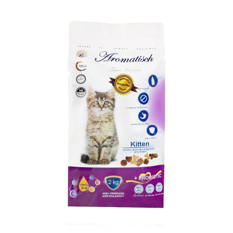 غذا خشک گربه نابالغ آروماتیش مدل kitten طعم گوشت بره وزن ۲ کیلوگرم