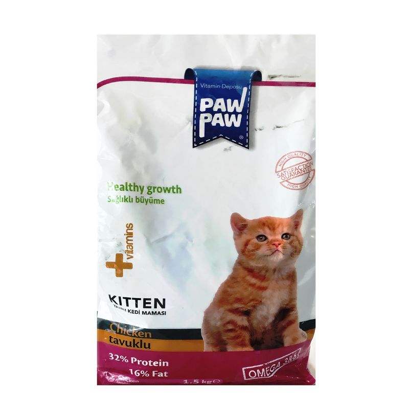 غذا خشک گربه پاوپاو مدل kitten chiken کد 1054 وزن 1.5 کیلوگرم