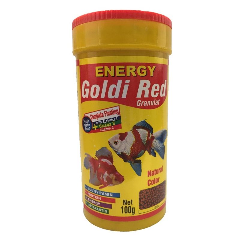 غذا ماهی انرژی مدل goldi red granulat وزن 100 گرم