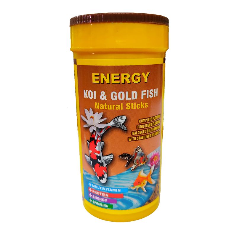 غذا ماهی انرژی مدل koi & gold fish natural sticks حجم 250 میلی لیتر