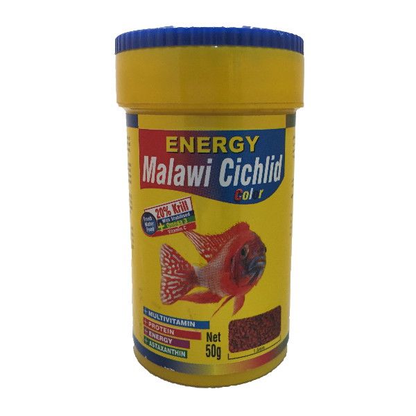 غذا ماهی انرژی مدل malawi cichilid color وزن 50 گرم