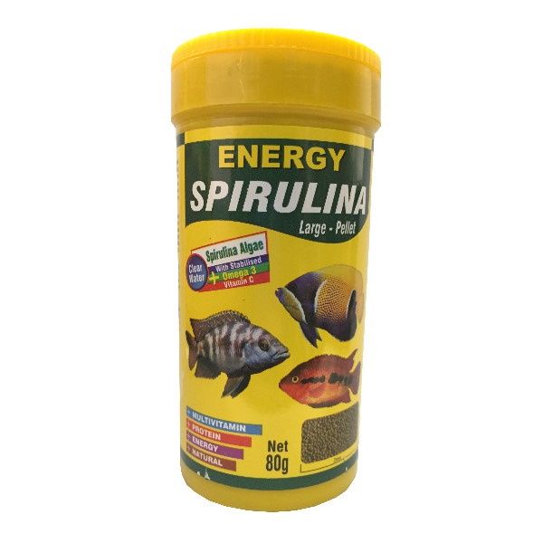 غذا ماهی انرژی مدل spirulina larg pellet وزن 80 گرم