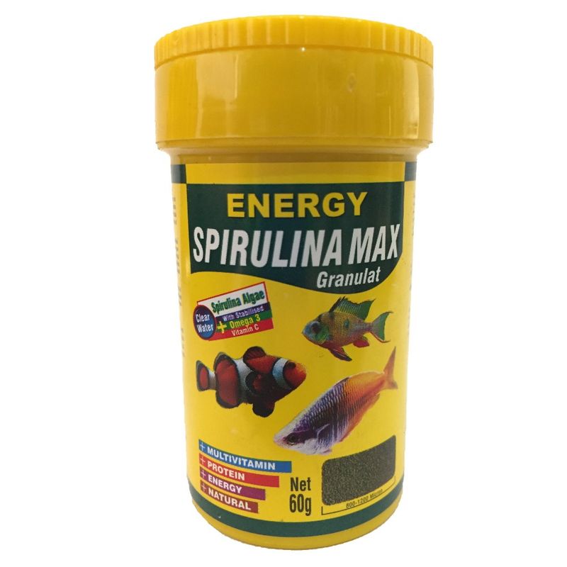 غذا ماهی انرژی مدل spirulina max granulat وزن 60 گرم