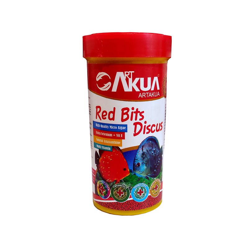 غذای  ماهی دیسکس مدل red bits discus وزن 100 گرم