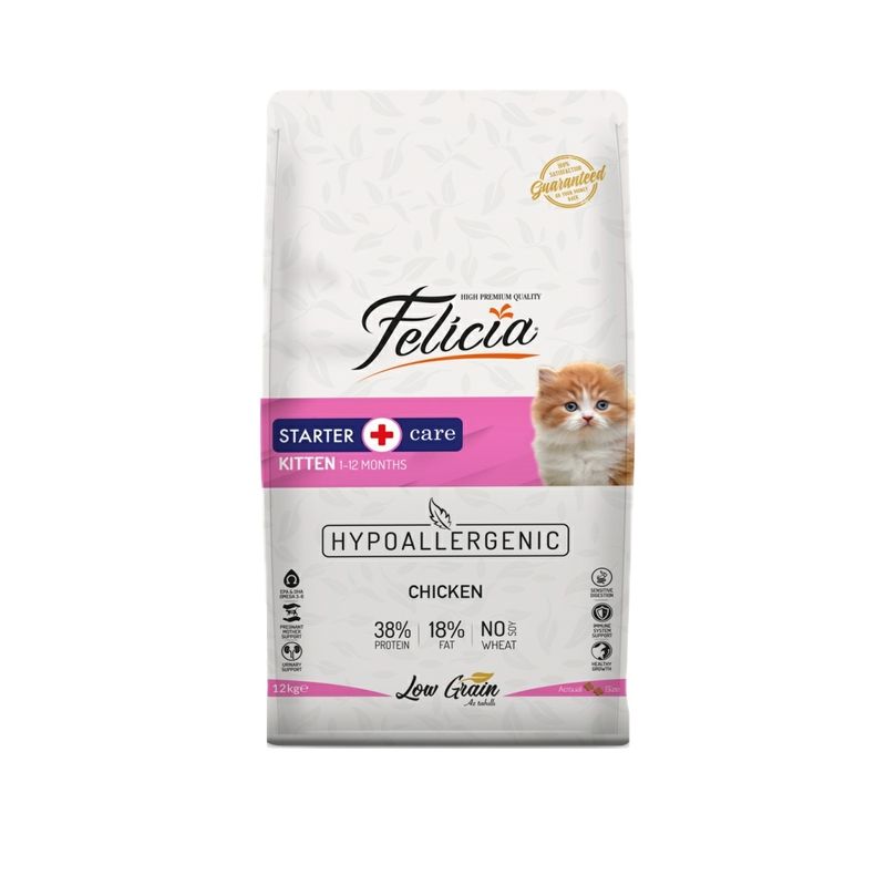 غذای بچه گربه فلیسیا مدل starter care kitten chicken_12 وزن 12 کیلوگرم