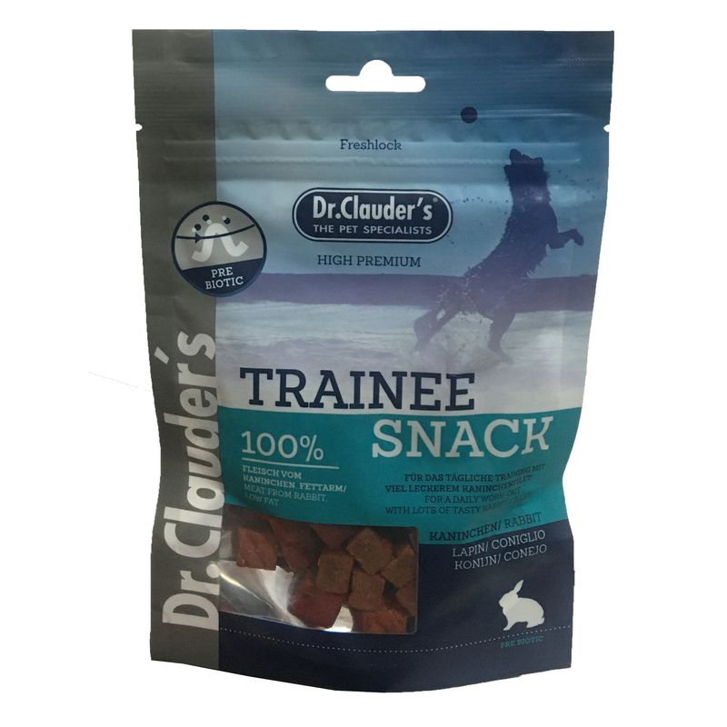 غذای تشویقی سگ دکتر کلادرز مدل trainee snack   rabbit   low fat وزن 80 گرم