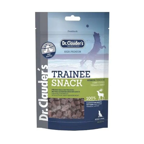 غذای تشویقی سگ دکتر کلادرز مدل trainee snack   venison  low fat وزن 80 گرم