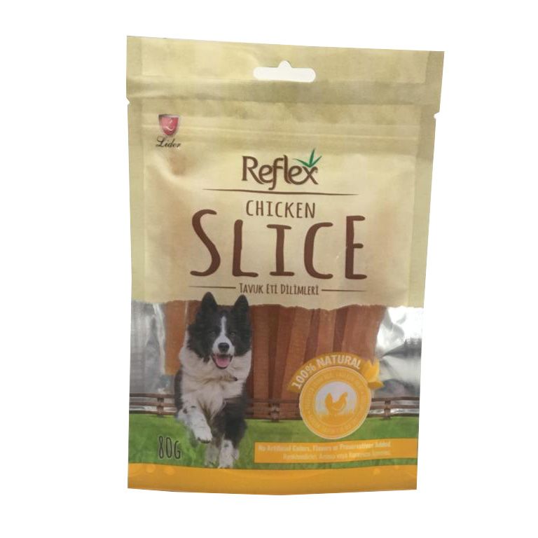 غذای تشویقی سگ رفلکس مدل chicken slice وزن 80 گرم