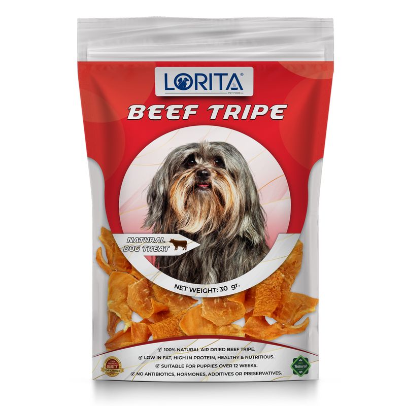 غذای تشویقی سگ لوریتا مدل dried beef tripe وزن 30 گرم