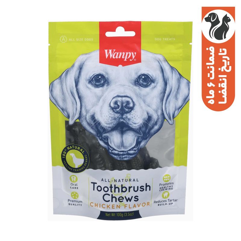 غذای تشویقی سگ ونپی مدل toothbrush chews beef flavor وزن 100 گرم