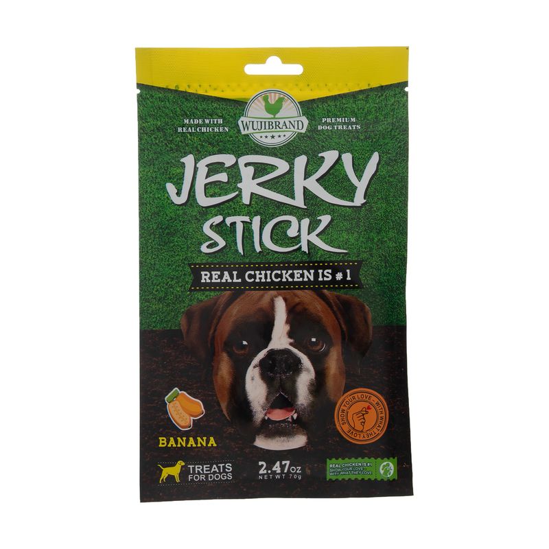 غذای تشویقی سگ ووجی برند jerky stick banana 905862 کد 1532 وزن 70 گرم