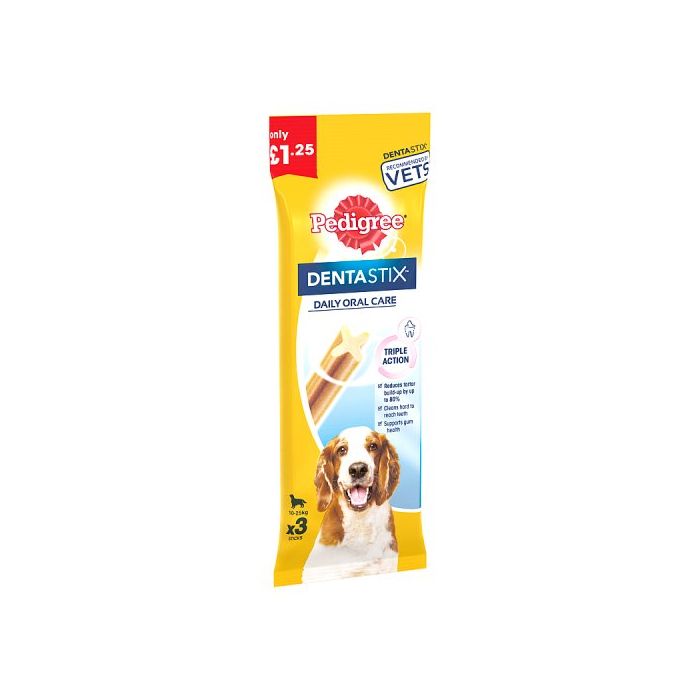 غذای تشویقی سگ پدیگری مدل dentastix medium وزن 77 گرم