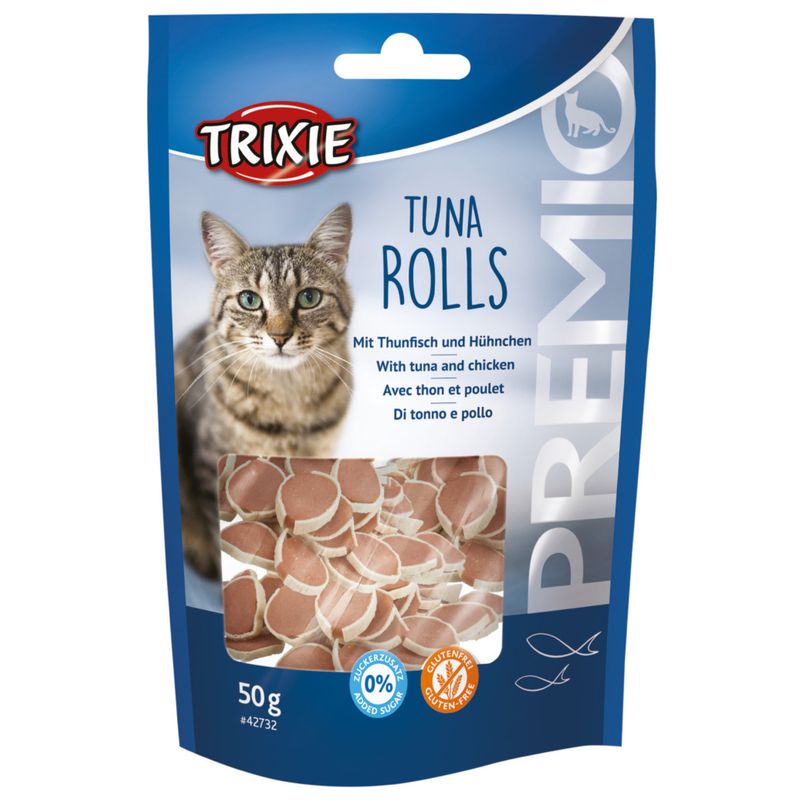 غذای تشویقی گربه تریکسی مدل tuna rolls وزن 50 گرم