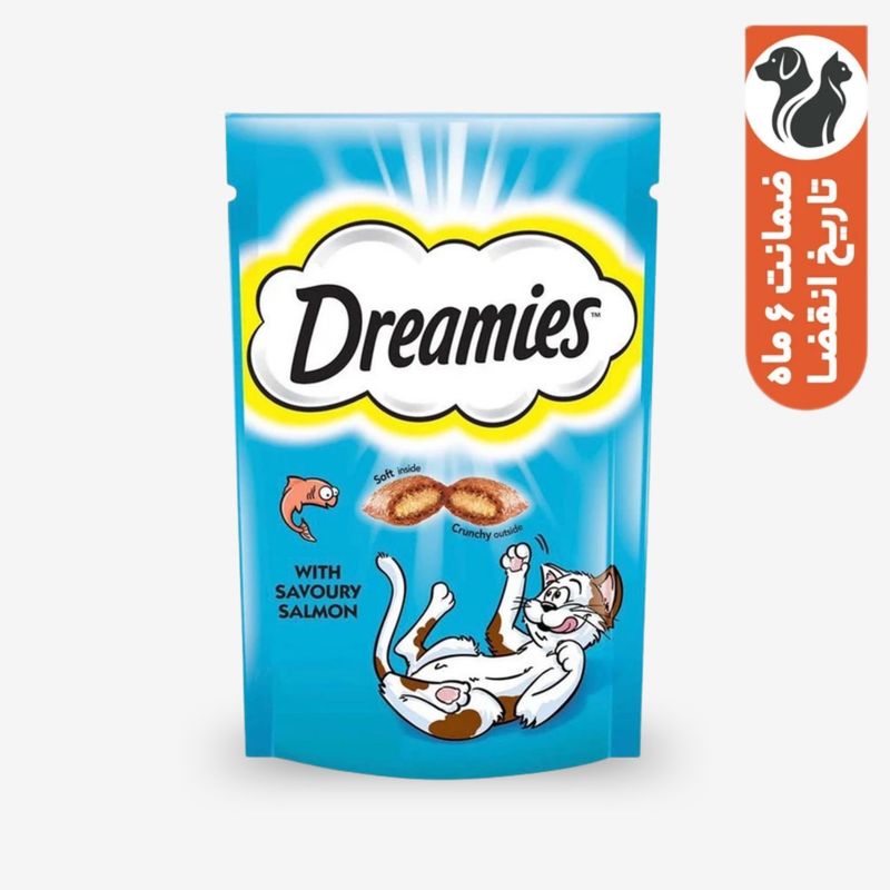 غذای تشویقی گربه دریمز مدل snack with salmon وزن 60 گرم