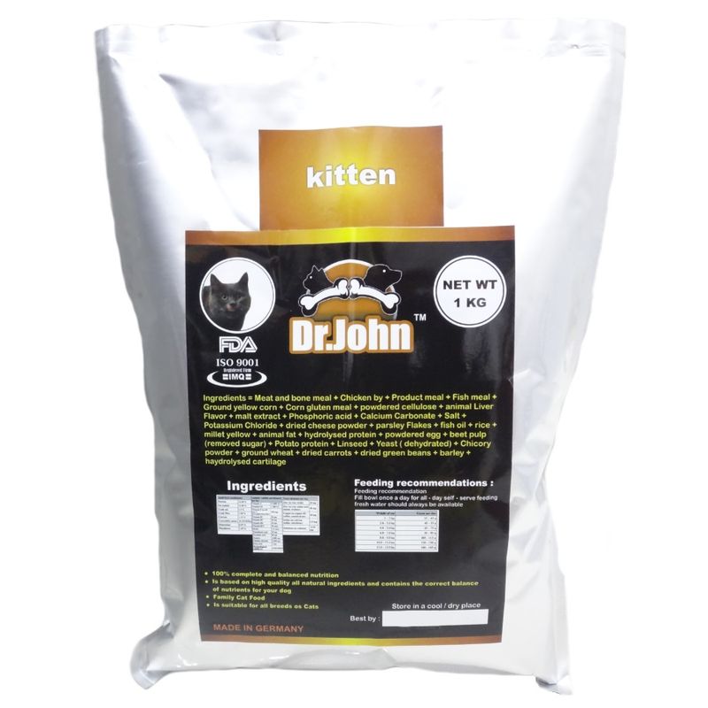 غذای خشک بچه گربه دکتر ژان مدل kitten وزن 1 کیلوگرم
