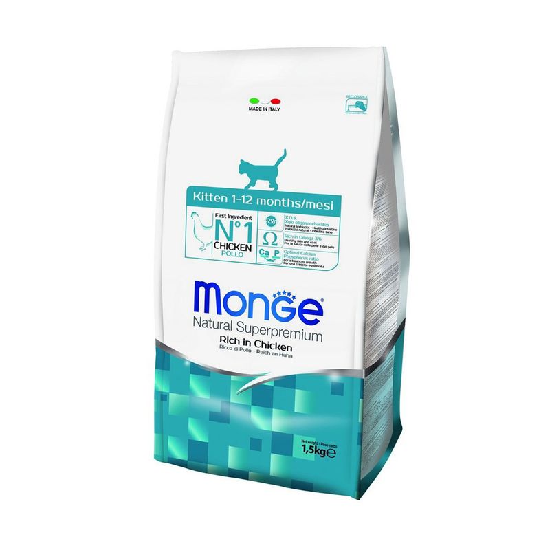 غذای خشک بچه گربه مونژه مدل monge kitten طعم مرغ وزن 1.5 کیلوگرم