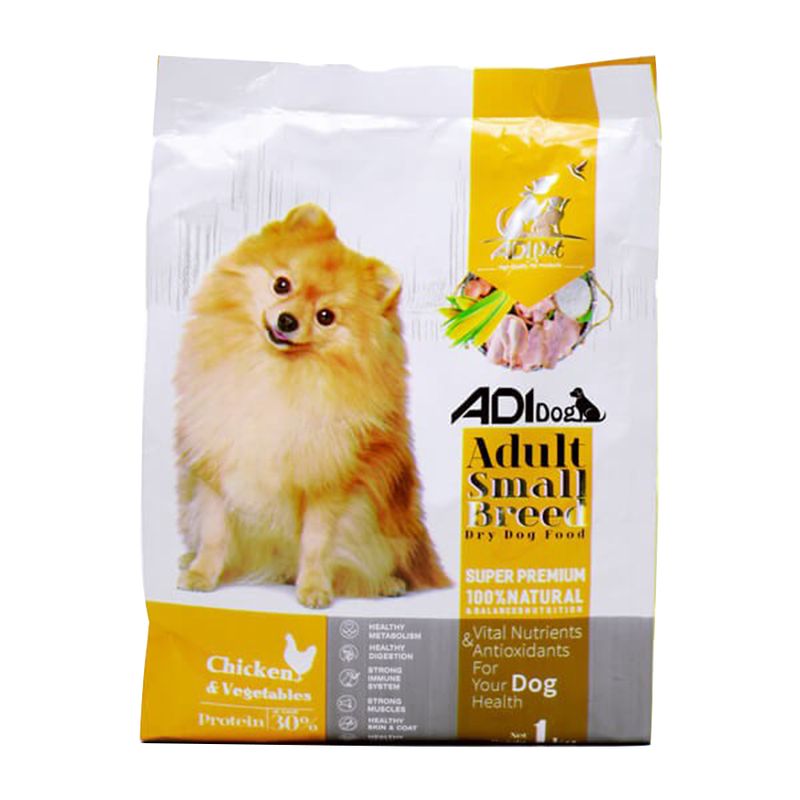 غذای خشک سگ آدی پت مدل adult small breed مرغ و سبزیجات وزن یک کیلوگرم