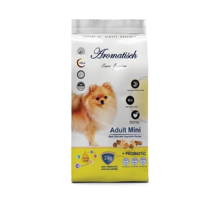 غذای خشک سگ آروماتیش مدل adult mini beef وزن 2 کیلوگرم