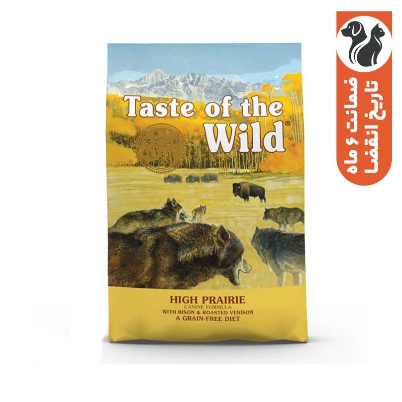 غذای خشک سگ تیست آف ویلد مدل high prairie canine recipe طعم گاومیش و گوزن وزن 12.2 کیلوگرم