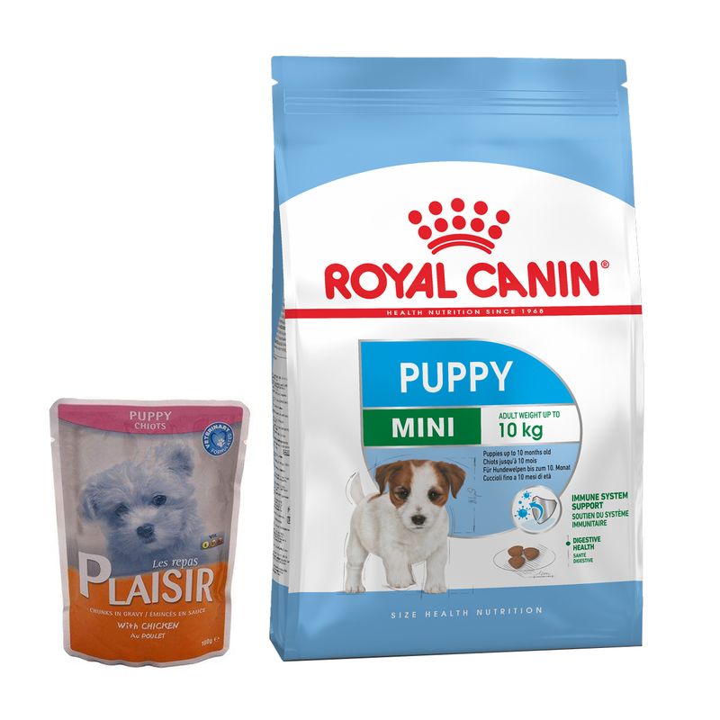 غذای خشک سگ رویال کنین مدل puppy mini وزن 2 کیلوگرم به همراه پوچ