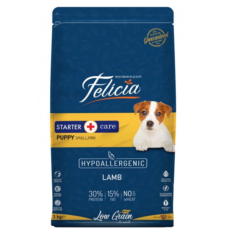 غذای خشک سگ فلیسیا مدل starter care puppy small mini lamb وزن 3 کیلوگرم