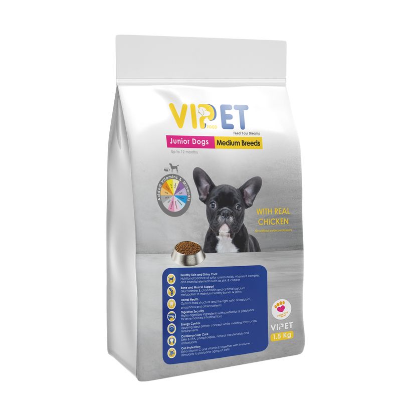غذای خشک سگ وی پت مدل junior medium breed وزن 1.5 کیلوگرم