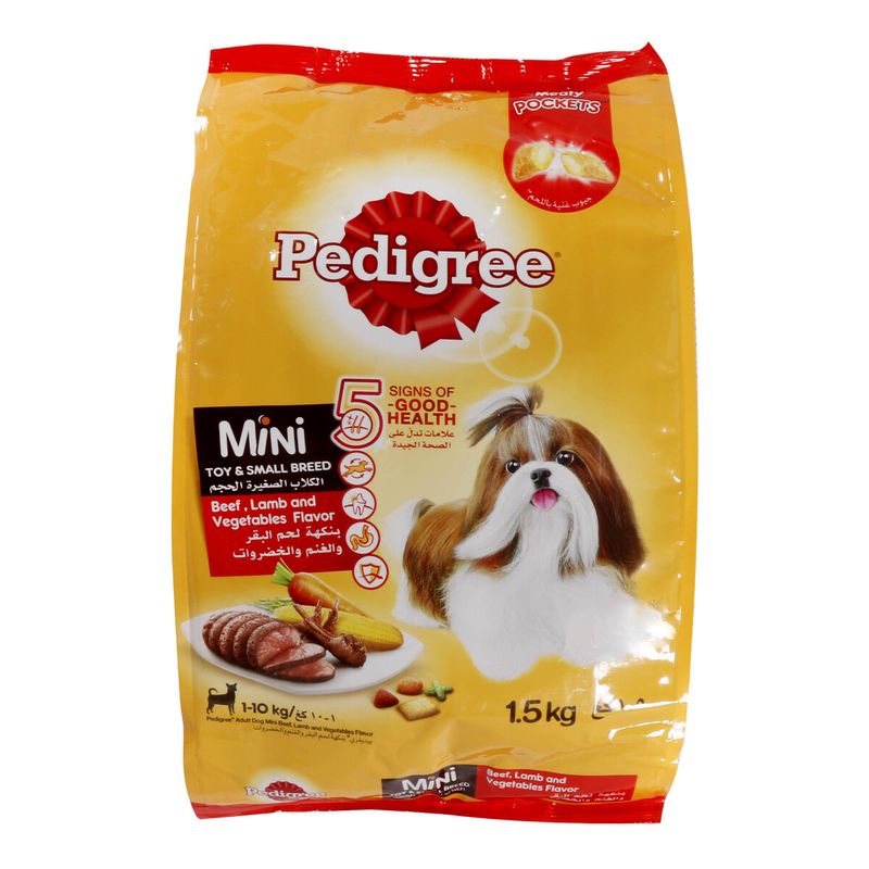 غذای خشک سگ پدیگری مدل mini adult وزن 1.5 کیلوگرم