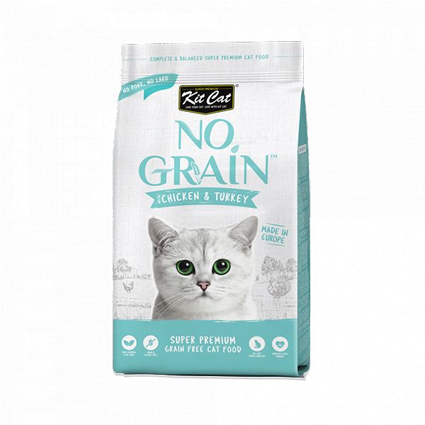 غذای خشک گربه بالغ کیت کت مدل no grain chicken & turkey طعم مرغ و بوقلمون وزن 10 کیلوگرم