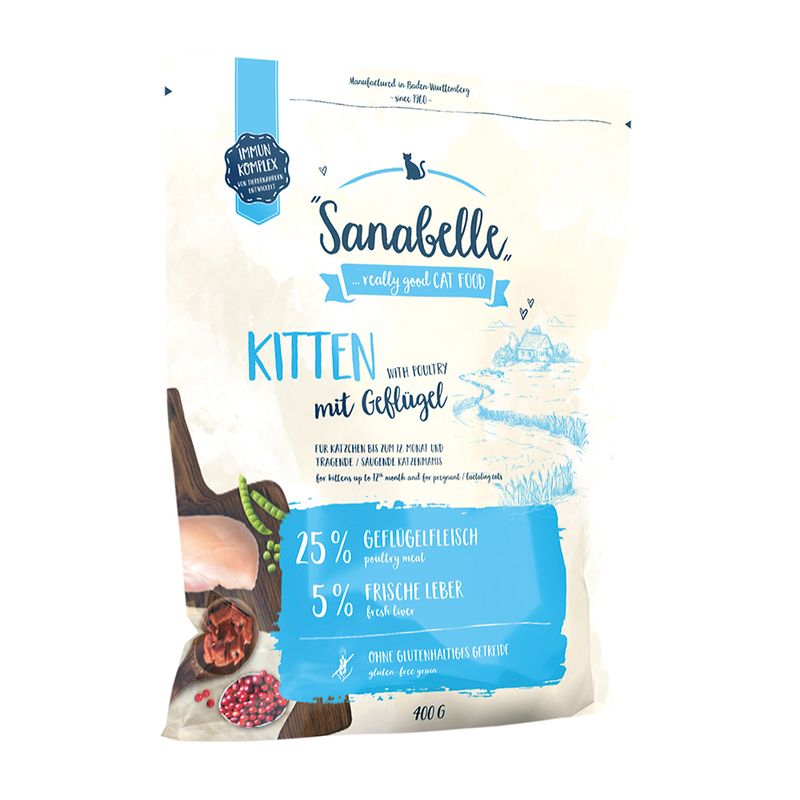 غذای خشک گربه سانابل مدل kitten poultry وزن 0.4 کیلوگرم