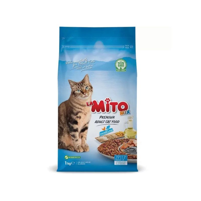 غذای خشک گربه میتو میکس مدل مرغ و ماهی وزن 1 کیلوگرم