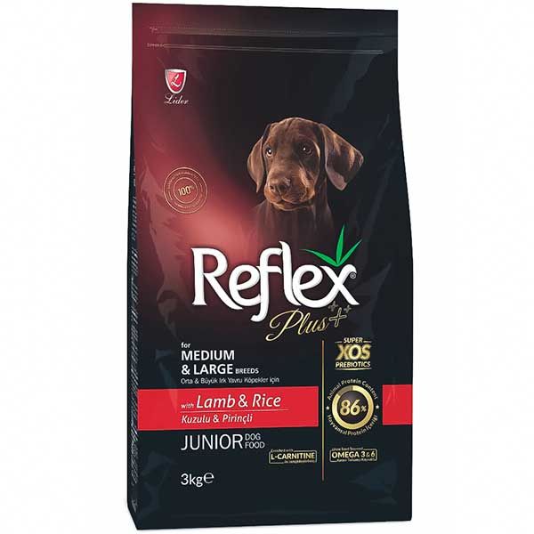 غذای سگ نابالغ رفلکس پلاس مدل reflex lamb and rice وزن 3 کیلوگرم