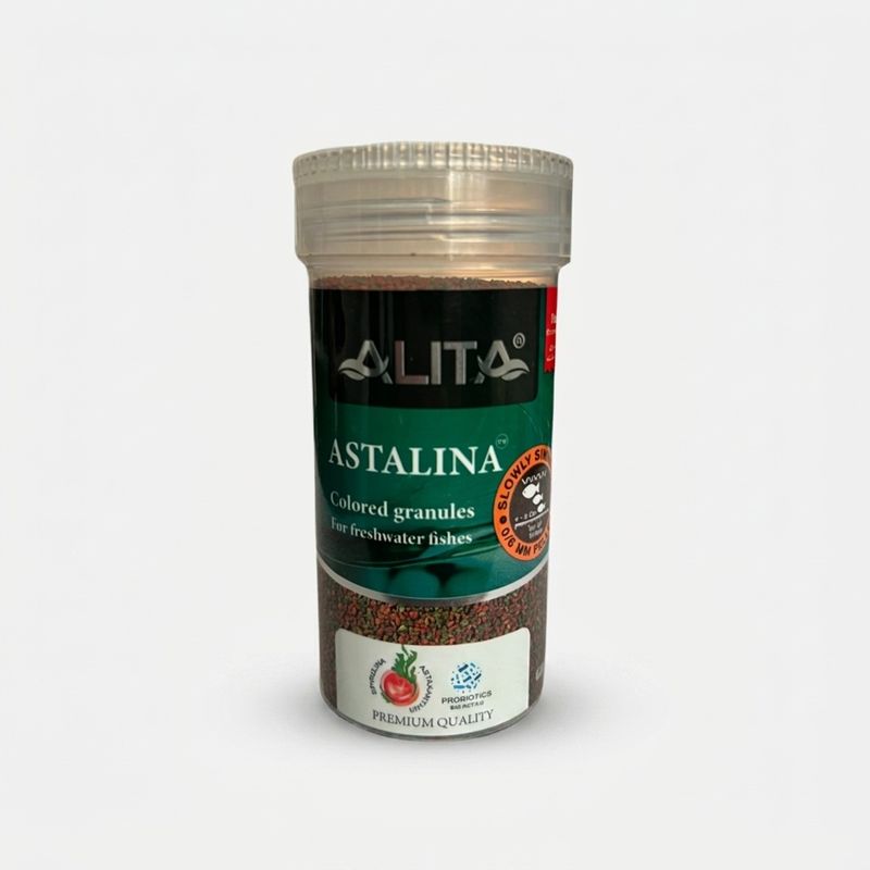 غذای ماهی آستالینا آلیتا مدل astalina سایز 0.6 میلی متر حجم 120 میلی لیتر