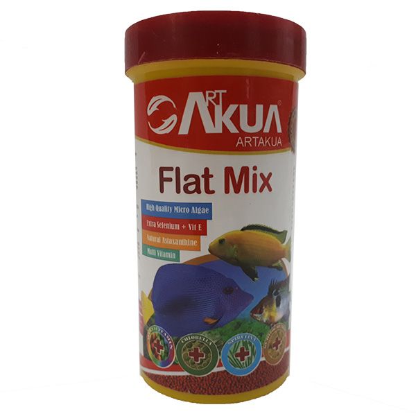 غذای ماهی آکوا مدل flat mix وزن 125 گرم