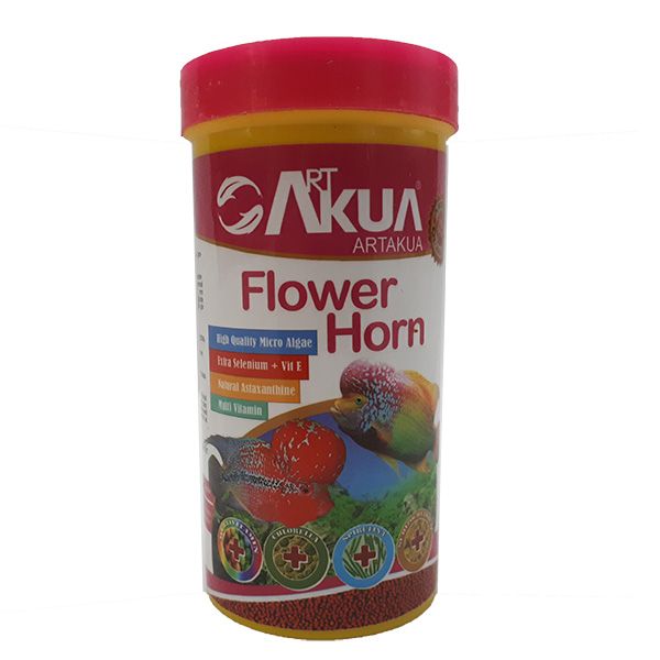غذای ماهی آکوا مدل flower horn وزن 125 گرم