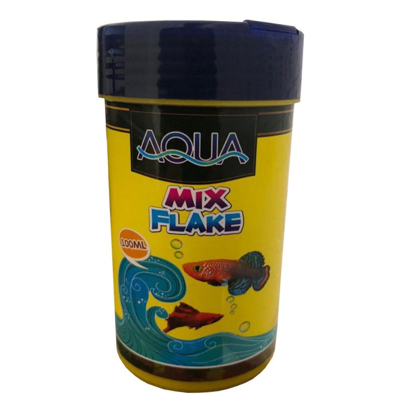 غذای ماهی آکواریوم آکوا مدل mix flake حجم 100 میلی لیتر