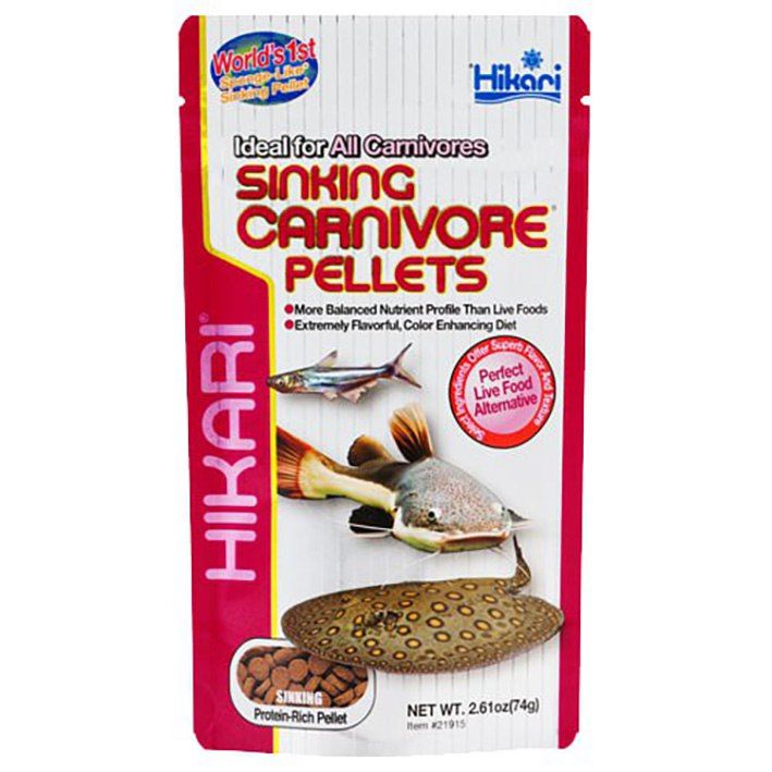 غذای ماهی آکوایوم هیکاری مدلsinking carnivore pellets وزن 74 گرم