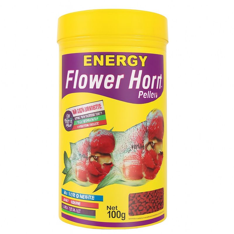 غذای ماهی انرژی مدل flower horn pellet وزن 100 کرم