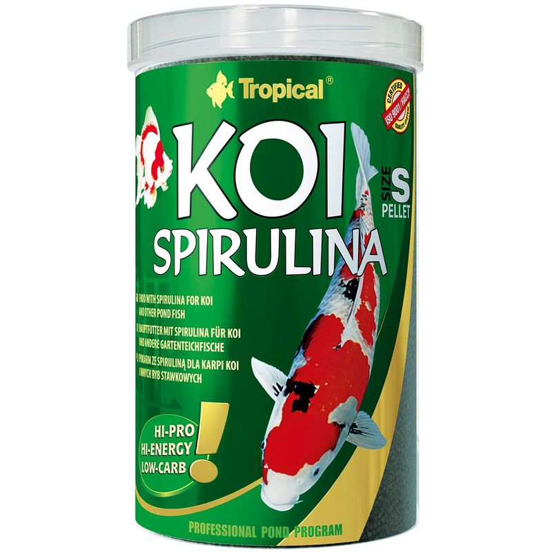 غذای ماهی تروپیکال مدل koi spirulina pellet size s وزن 400 گرم