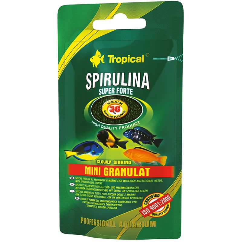 غذای ماهی تروپیکال مدل super spirulina forte mini granulat وزن 22 گرم
