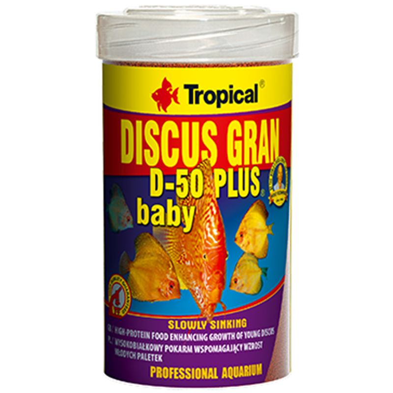 غذای ماهی دیسکس تروپیکال مدل tropical gran d 50 plus baby وزن 52 گرم