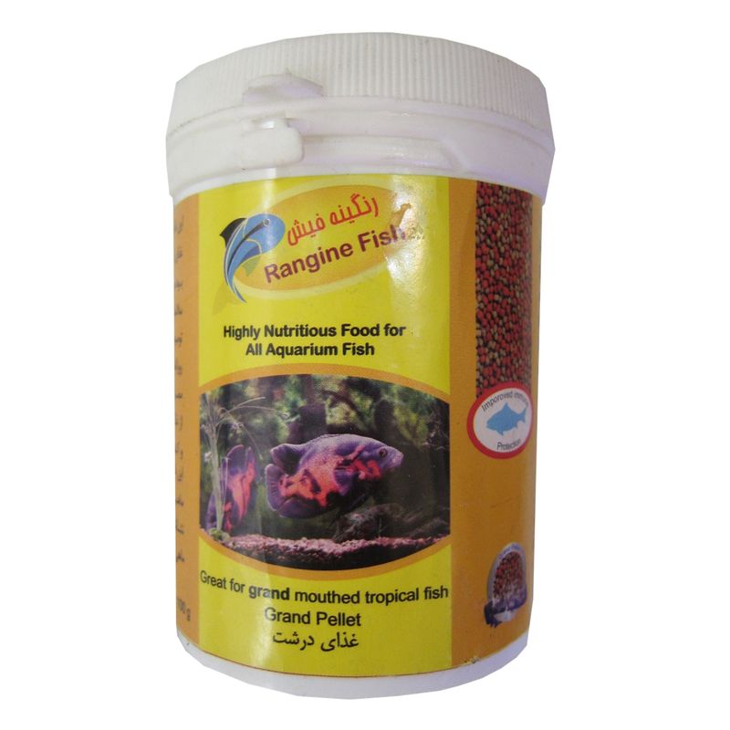 غذای ماهی رنگینه فیش مدل large grand pellet مقدار 100 گرم