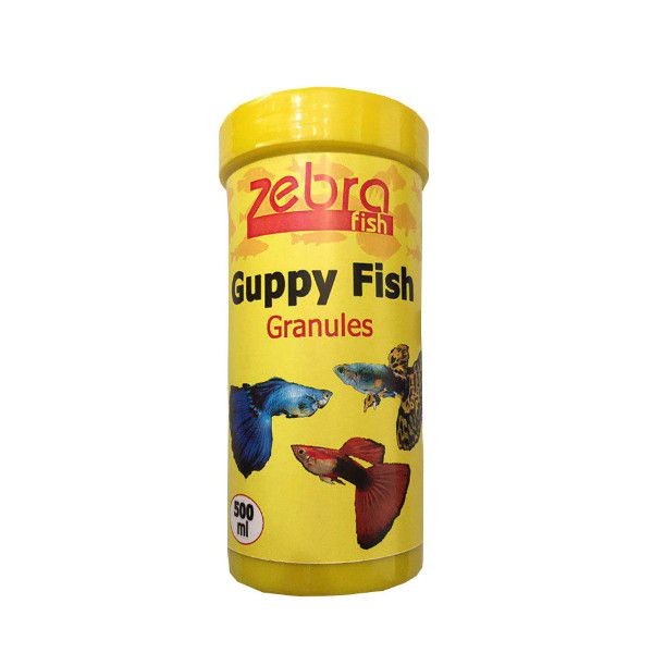 غذای ماهی زبرا مدل guppy fish granules حجم 500 میلی لیتر