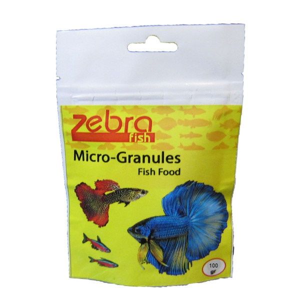 غذای ماهی زبرا مدل micro granules وزن 100 گرم