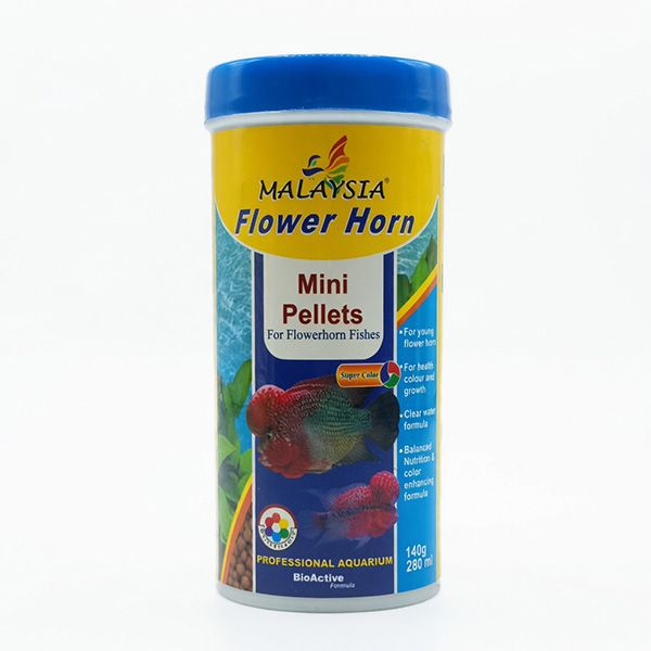 غذای ماهی مالزی مدل flower horn وزن 140 گرم
