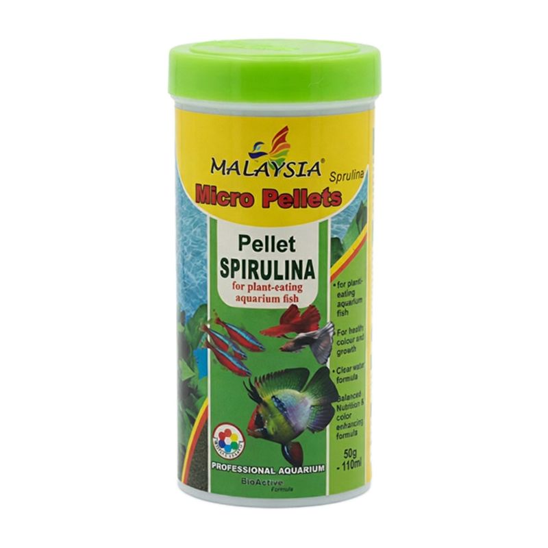 غذای ماهی مالزی مدل micro pellets spirulina وزن 50 گرم