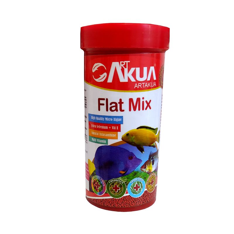 غذای ماهی گوشتخوار ار تی اکوا مدل flat mix وزن 120 گرم